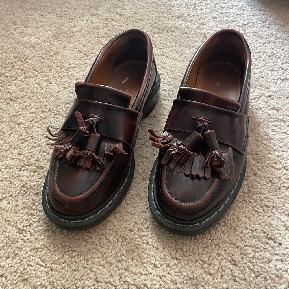 Burgundy Solovair UK Tassel Loafers